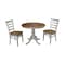 International Concepts Round 36 in Rd Extension Dining Table, 2 Emily Chairs, Hickory/Stone, 36 W, 48 L, 29.3 in H, Wood K41-36RXT-C617-2 - alternate 1